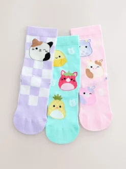 Pourpre/Aqua - Lot de 3 paires de chaussettes Squishmallows en coton majoritaire