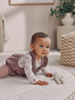 Pourpre/blanc - Ensemble 3 pièces en velours côtelé pour bébé, barboteuse, body à manches longues et collants (0mois-2ans)