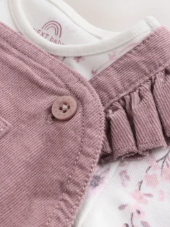 Pourpre/blanc - Ensemble 3 pièces en velours côtelé pour bébé, barboteuse, body à manches longues et collants (0mois-2ans)