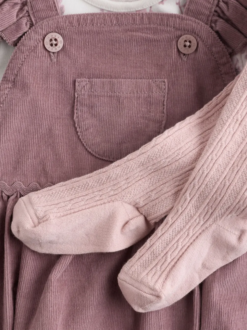 Pourpre/blanc - Ensemble 3 pièces en velours côtelé pour bébé, barboteuse, body à manches longues et collants (0mois-2ans)