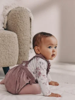 Pourpre/blanc - Ensemble 3 pièces en velours côtelé pour bébé, barboteuse, body à manches longues et collants (0mois-2ans)