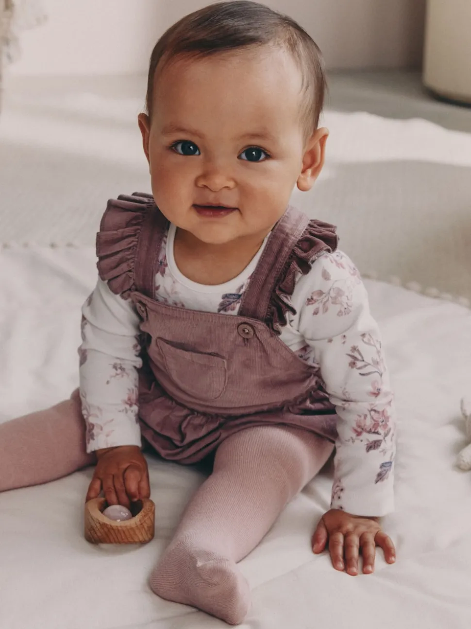 Pourpre/blanc - Ensemble 3 pièces en velours côtelé pour bébé, barboteuse, body à manches longues et collants (0mois-2ans)