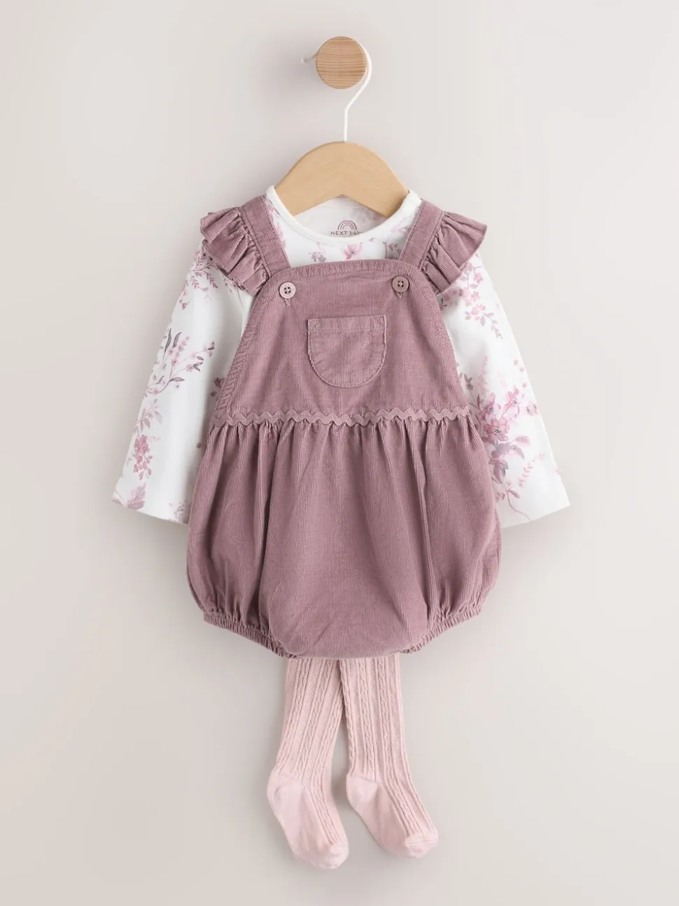 Pourpre/blanc - Ensemble 3 pièces en velours côtelé pour bébé, barboteuse, body à manches longues et collants (0mois-2ans)