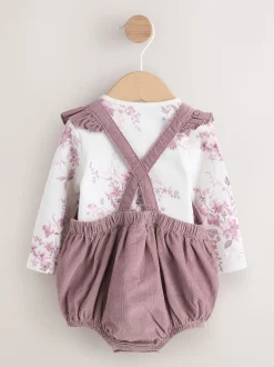 Pourpre/blanc - Ensemble 3 pièces en velours côtelé pour bébé, barboteuse, body à manches longues et collants (0mois-2ans)