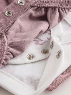 Pourpre/blanc - Ensemble 3 pièces en velours côtelé pour bébé, barboteuse, body à manches longues et collants (0mois-2ans)