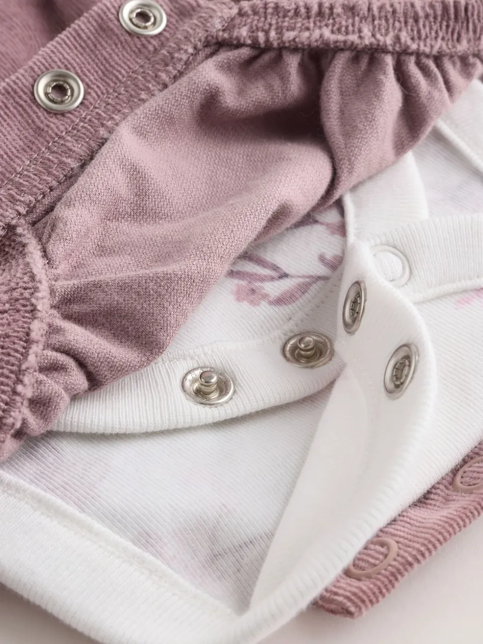 Pourpre/blanc - Ensemble 3 pièces en velours côtelé pour bébé, barboteuse, body à manches longues et collants (0mois-2ans)