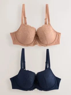 Praline Nude/Marine - Soutien-gorge en dentelle DD+ 2 Pack