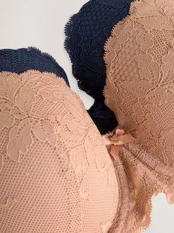 Praline Nude/Marine - Soutien-gorge en dentelle DD+ 2 Pack