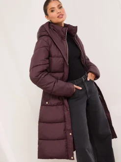 prune - Manteau long Ceinturé Lipsy en entonnoir double couche