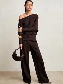 prune - Reiss - Lorna - Pull en maille drapée asymétrique