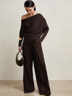 prune - Reiss - Lorna - Pull en maille drapée asymétrique