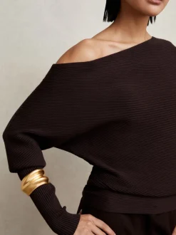 prune - Reiss - Lorna - Pull en maille drapée asymétrique