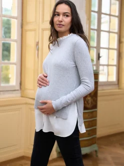 Pull chemise et pull de maternité/d'allaitement Seraphine en coton mélangé