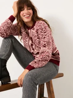 Pull FatFace à col ras du cou en maille à fleurs