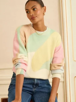 Pull Love & Roses en maille imprimé douillet