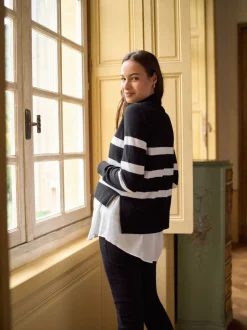 Pulls et Chemises de Grossesse et d'Allaitement Seraphine en laine et Coton mélangés