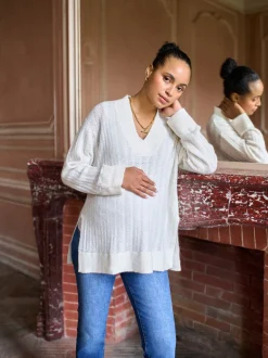 Pulls Seraphine Grossesse en laine Blend Pointelle
