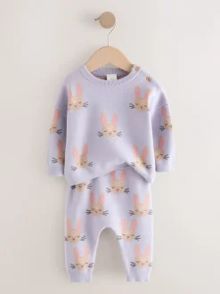 Purple Rabbit - Ensemble Pull et Leggings en maille Bébé 2 Pièces (0mois-2ans)