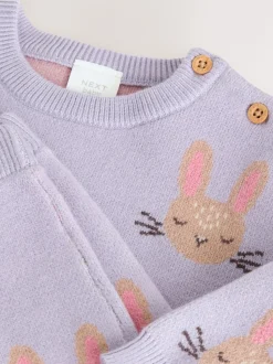 Purple Rabbit - Ensemble Pull et Leggings en maille Bébé 2 Pièces (0mois-2ans)