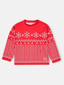 Pyjama Angel & Rocket Fern rouge à motif jacquard