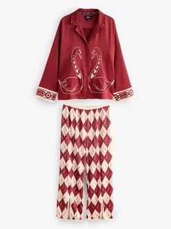 Pyjama Rockett St George en satin texturé boutonné