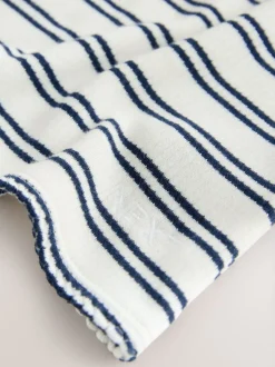 Rayé bleu marine/crème - Haut thermique haute douillette côtelé à col roulé