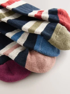 Rayé bleu/écru - Lot de 5 paires de chaussettes confortables à semelle rembourrée