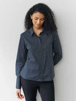 Rayure bleu marine/bordeaux - Lot de 2 chemises ajustées extensibles indispensables à manches longues