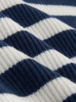 Rayure bleu marine/écru - Pull tricoté à fermeture éclair (3mths-7yrs)