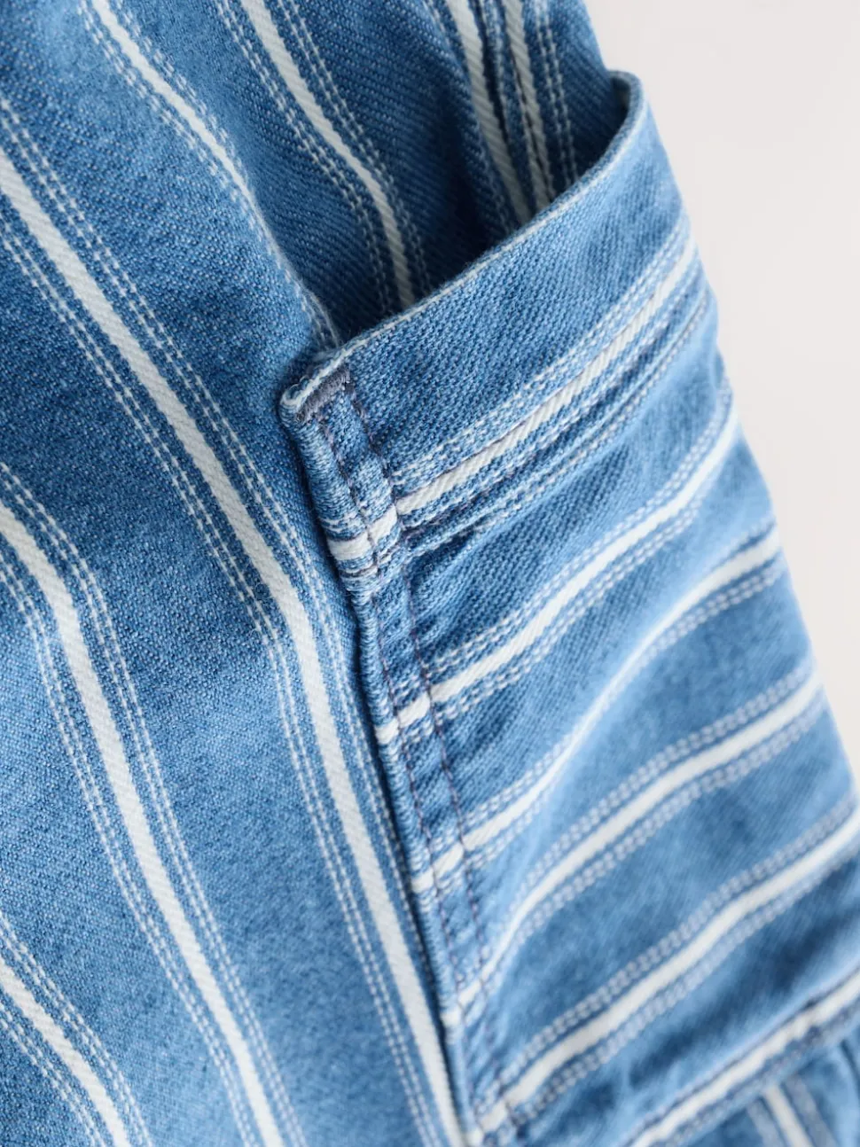 Rayure bleu moyen - Ample Cargos à tirer 100% Cotton Jeans (3mths-7yrs)