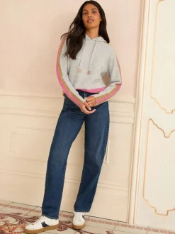 Rayure grise multicolore en lurex - Sweat à capuche Love & Roses Rayure métallisé