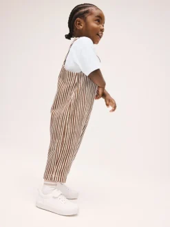 Rayure marron et Off White - Ensemble salopette et t-shirt (3 mois-7 ans)