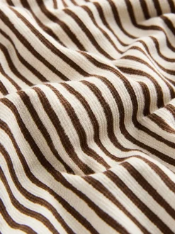 Rayure marron et Off White - Ensemble salopette et t-shirt (3 mois-7 ans)