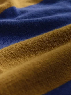 Rayure marron/bleu camel - 100% laine N.Premium Polo Pull