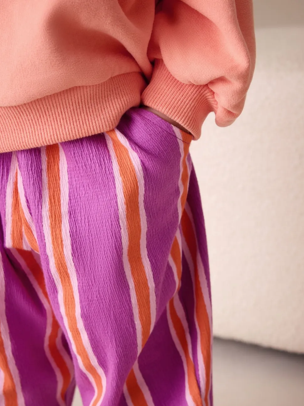 Rayure orange violet - Pantalon jambe Barrel (3mois-7ans)