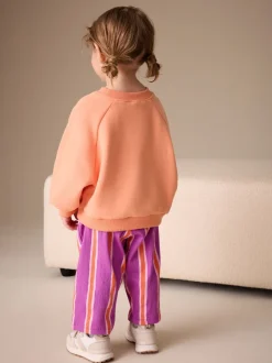 Rayure orange violet - Pantalon jambe Barrel (3mois-7ans)