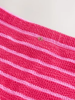 Rayure rose/rouge Effet froissé - Bas de bikini Shorts de bain