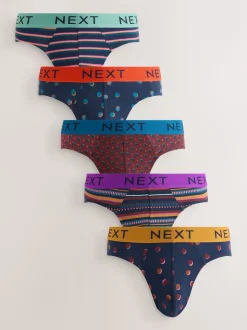 Rayures à pois bordeaux bleu marine - Lot de 5 - Slips riches en coton