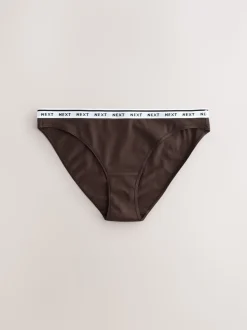 Rayures bleu marine/chocolat - Lot de 7 culottes à logo en coton