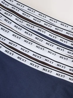 Rayures bleu marine/chocolat - Lot de 7 culottes à logo en coton