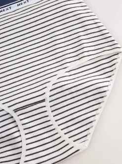 Rayures bleu marine/chocolat - Lot de 7 culottes à logo en coton