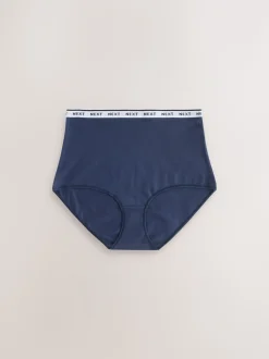 Rayures bleu marine/chocolat - Lot de 7 culottes à logo en coton