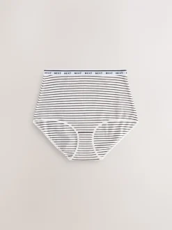 Rayures bleu marine/chocolat - Lot de 7 culottes à logo en coton