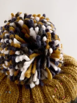 Rayures maille torsadée - Bonnet à pompon