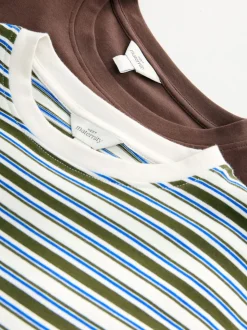 Rayures marron chocolat et verte - Lot de t-shirts d’allaitement de maternité 2