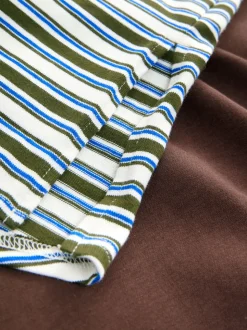 Rayures marron chocolat et verte - Lot de t-shirts d’allaitement de maternité 2