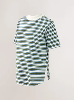Rayures marron chocolat et verte - Lot de t-shirts d’allaitement de maternité 2