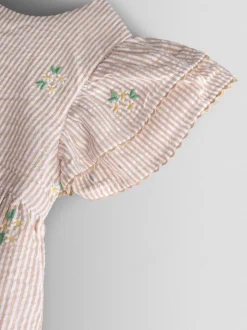 Rayures Nature - Robe JoJo Maman Bébé Fleuri Brodée à manches à volants