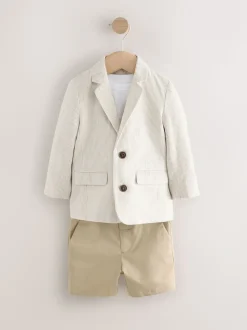 Rayures neutres - Ensemble blazer, t-shirt et short (3mois9ans)