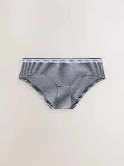 Rayures roses et bleues - Lot de 4 culottes à logo en coton